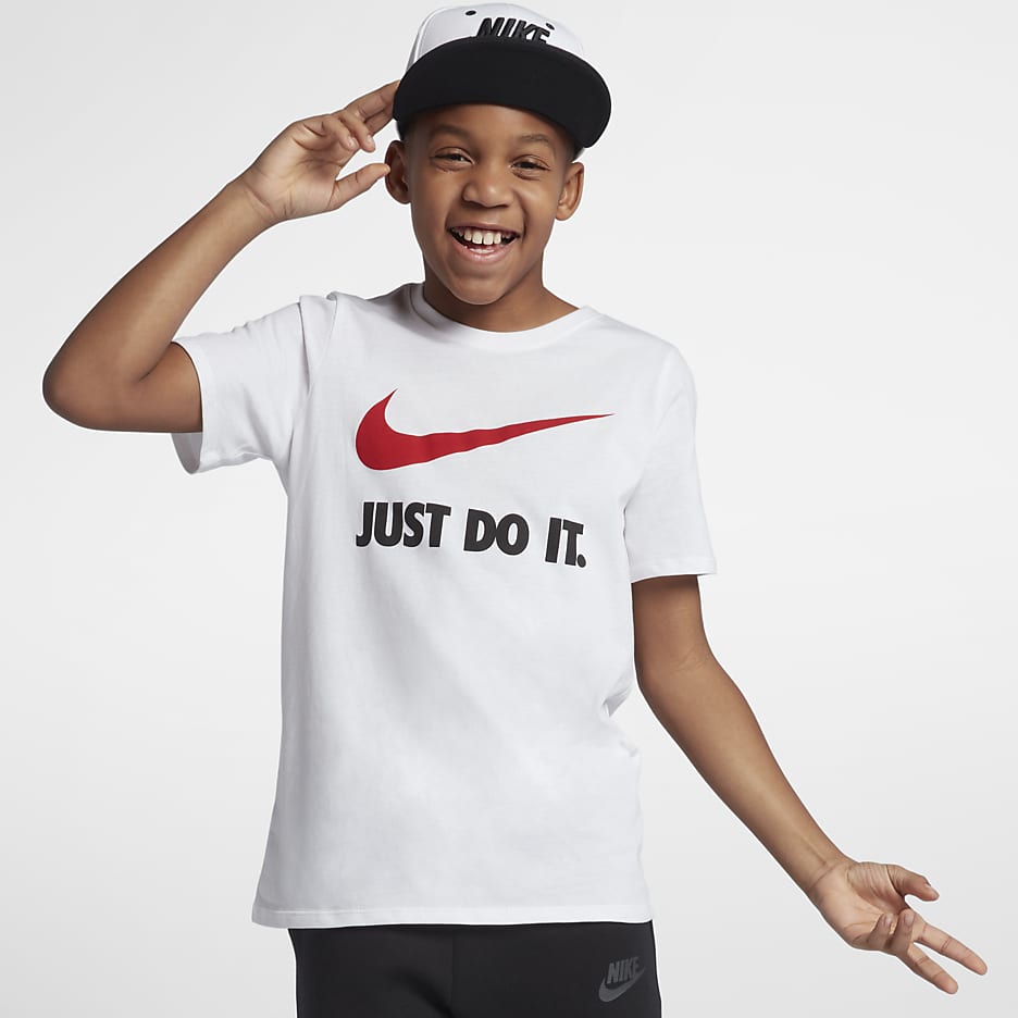 Tee-shirt Nike Just Do It Swoosh pour Garçon plus âgé - Blanc/Blanc/University Red