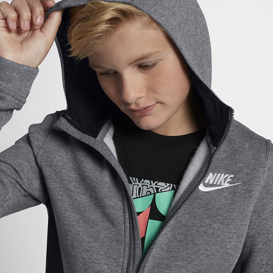 Nike Sportswear Older Kids' (Boys') Tracksuit - Carbon Heather/Black/White