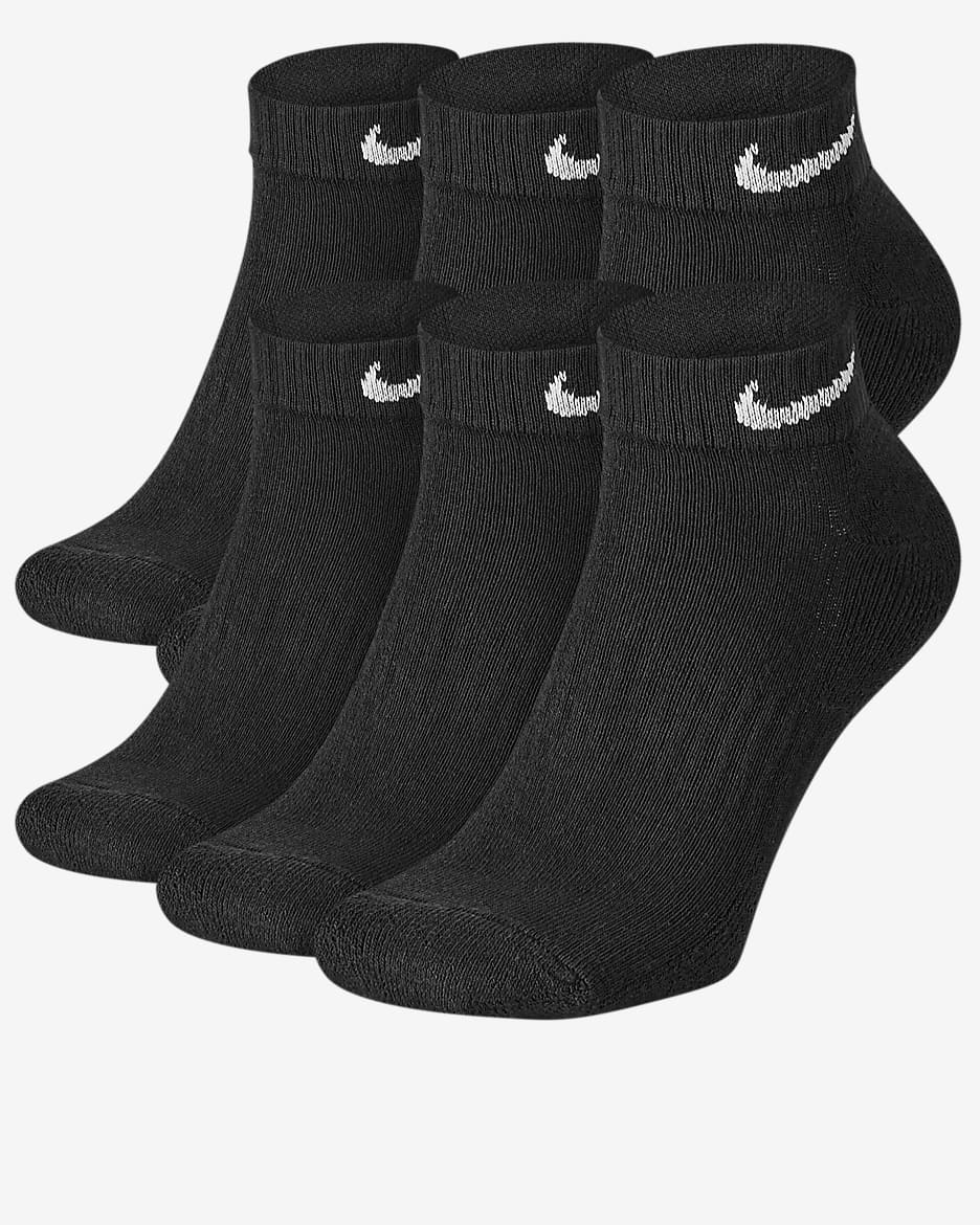 Calcetines de entrenamiento bajos Nike Everyday Cushioned (6 pares) - Negro/Blanco