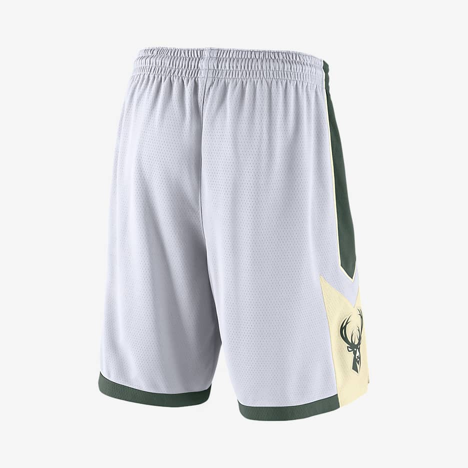 Milwaukee Bucks Men's Nike NBA Swingman Shorts - White/Fir/Flat Opal/Fir