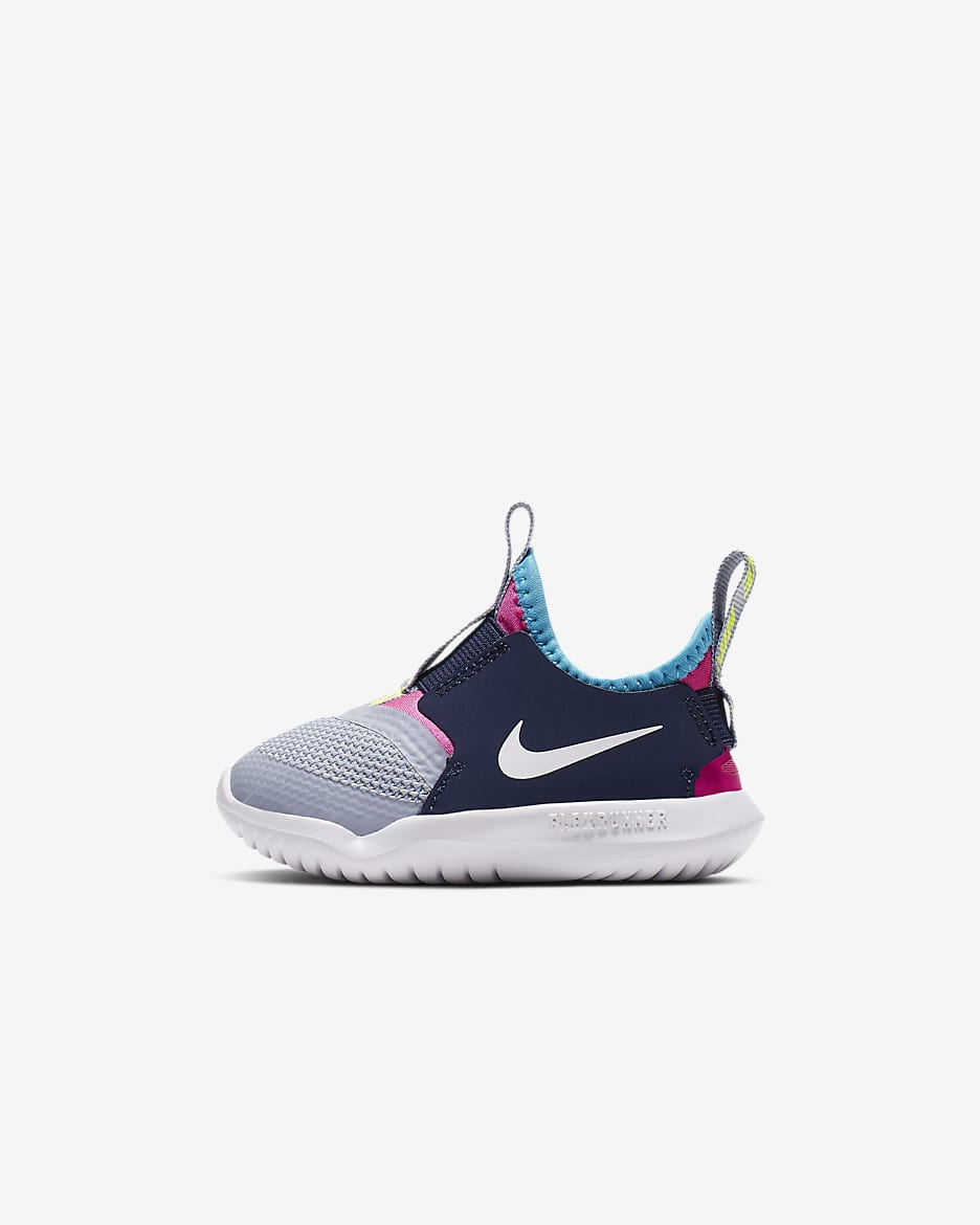 Nike Flex Runner Baby/Toddler Shoes - Obsidian Mist/Laser Fuchsia/White