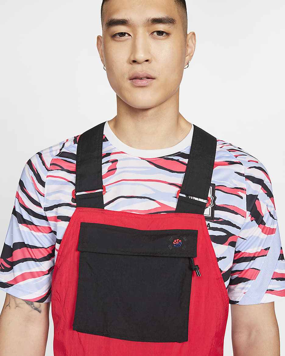 Korea Men's Woven Overalls - Global Red/Black/Black