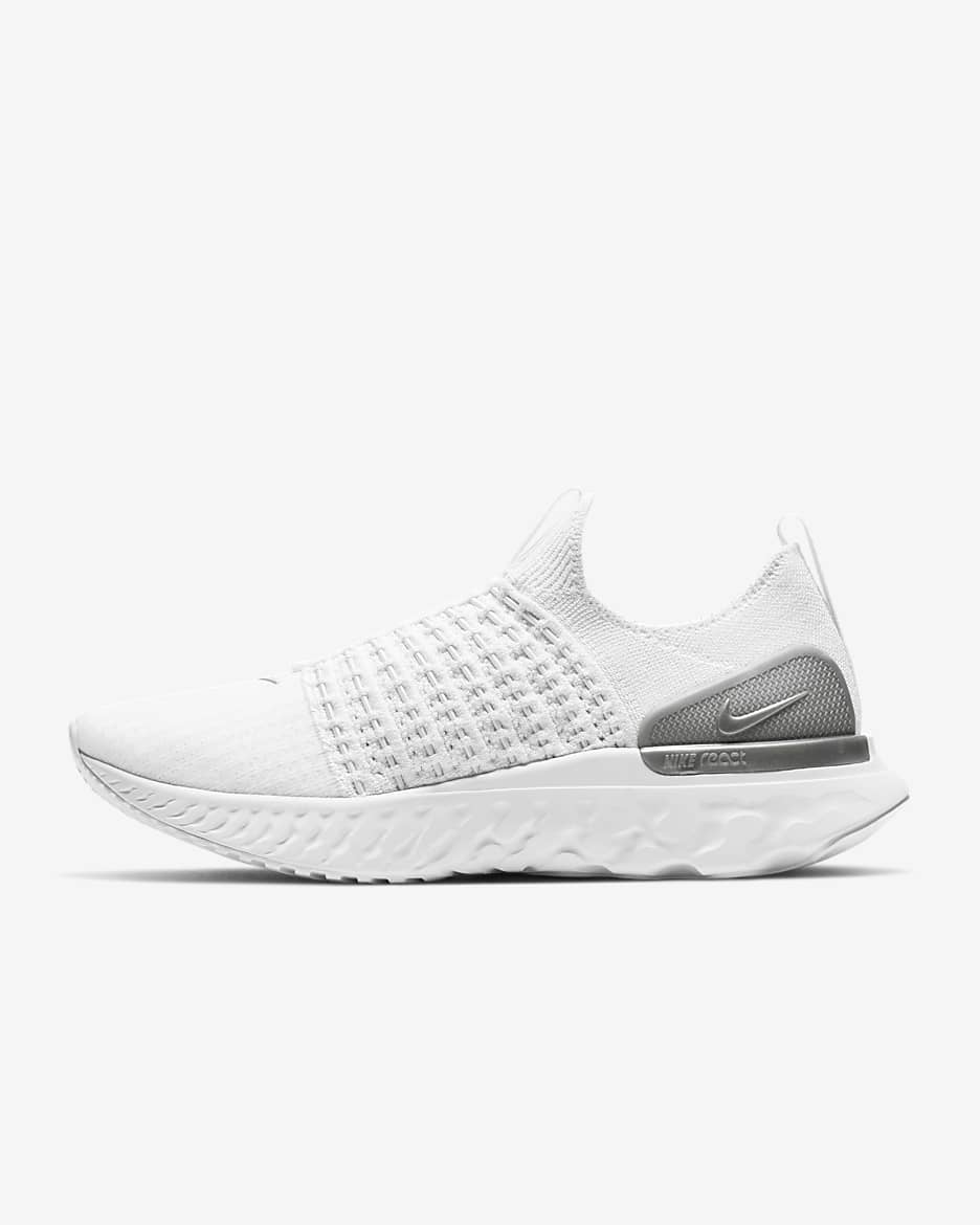 รองเท้าวิ่งโร้ดรันนิ่งผู้หญิง Nike React Phantom Run Flyknit 2 - True White/ขาว/Pure Platinum/Metallic Silver