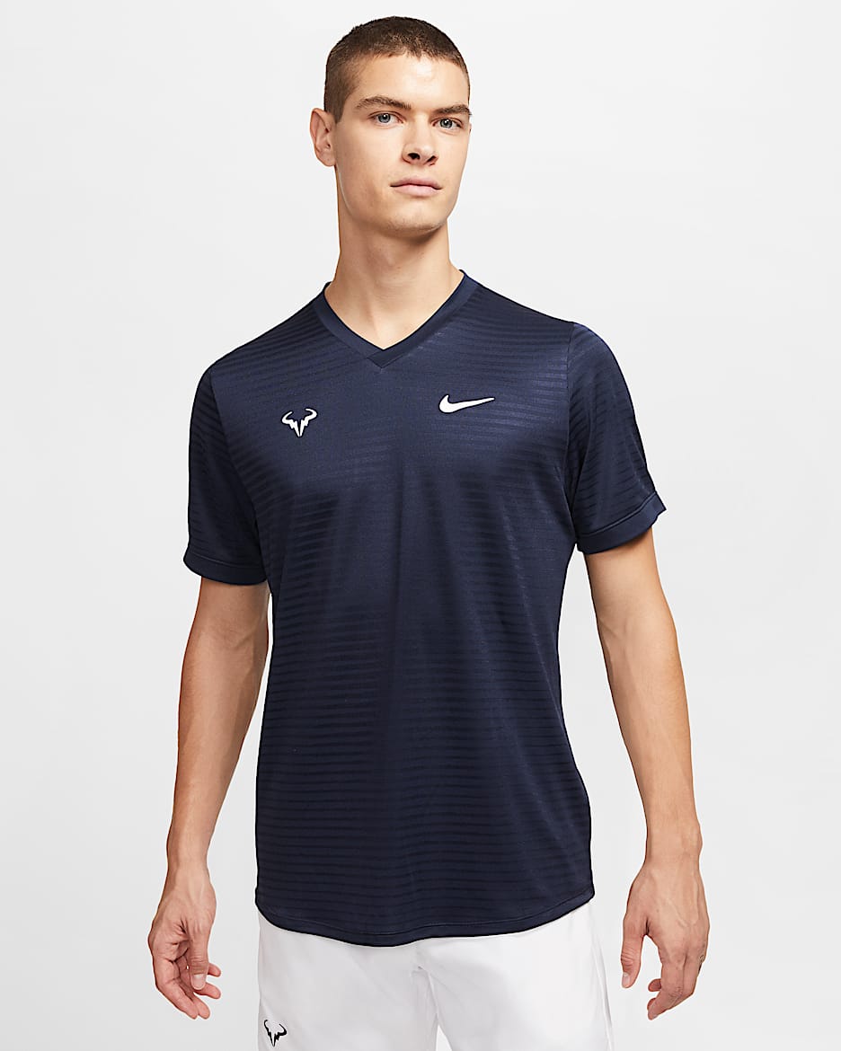 Rafa Challenger Men's Short-Sleeve Tennis Top - Obsidian/White