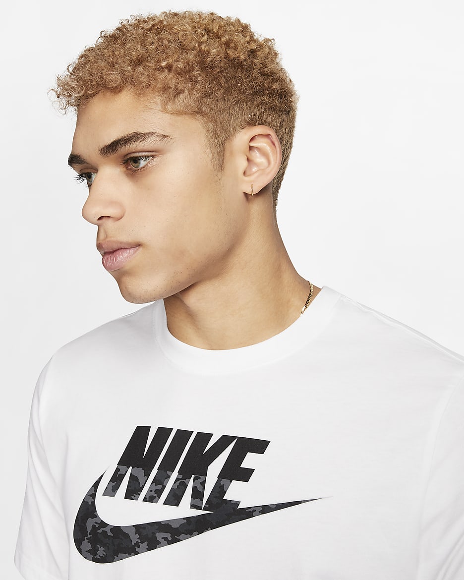 Tee-shirt camouflage Nike Sportswear pour Homme - Blanc/Noir