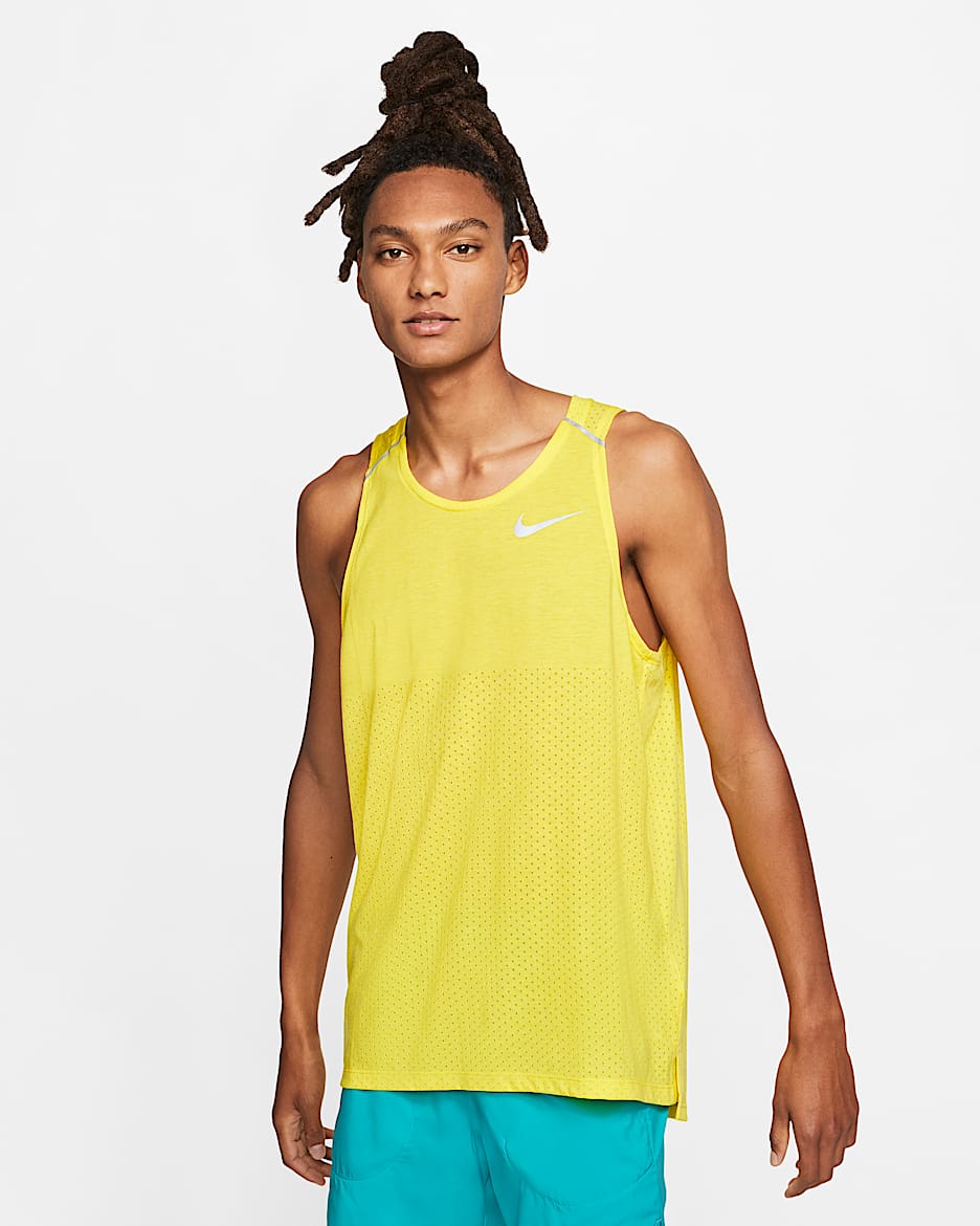 Haut de running sans manches Nike Rise 365 pour Homme - Opti Yellow/Heather