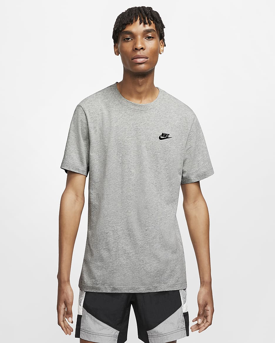 Nike Sportswear Club Herren-T-Shirt - Dark Grey Heather/Schwarz