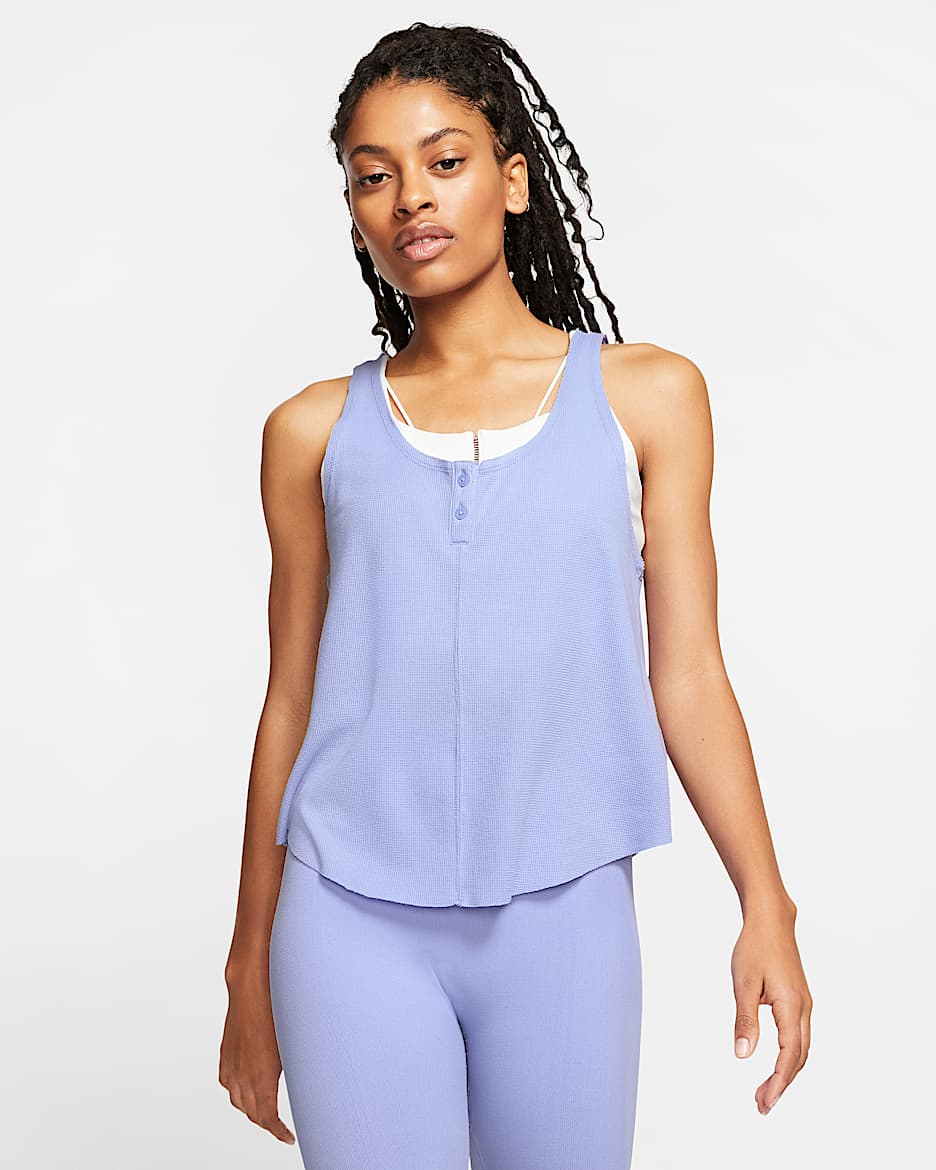 Camiseta de tirantes para mujer Nike Yoga Luxe - Cardo claro/Zafiro