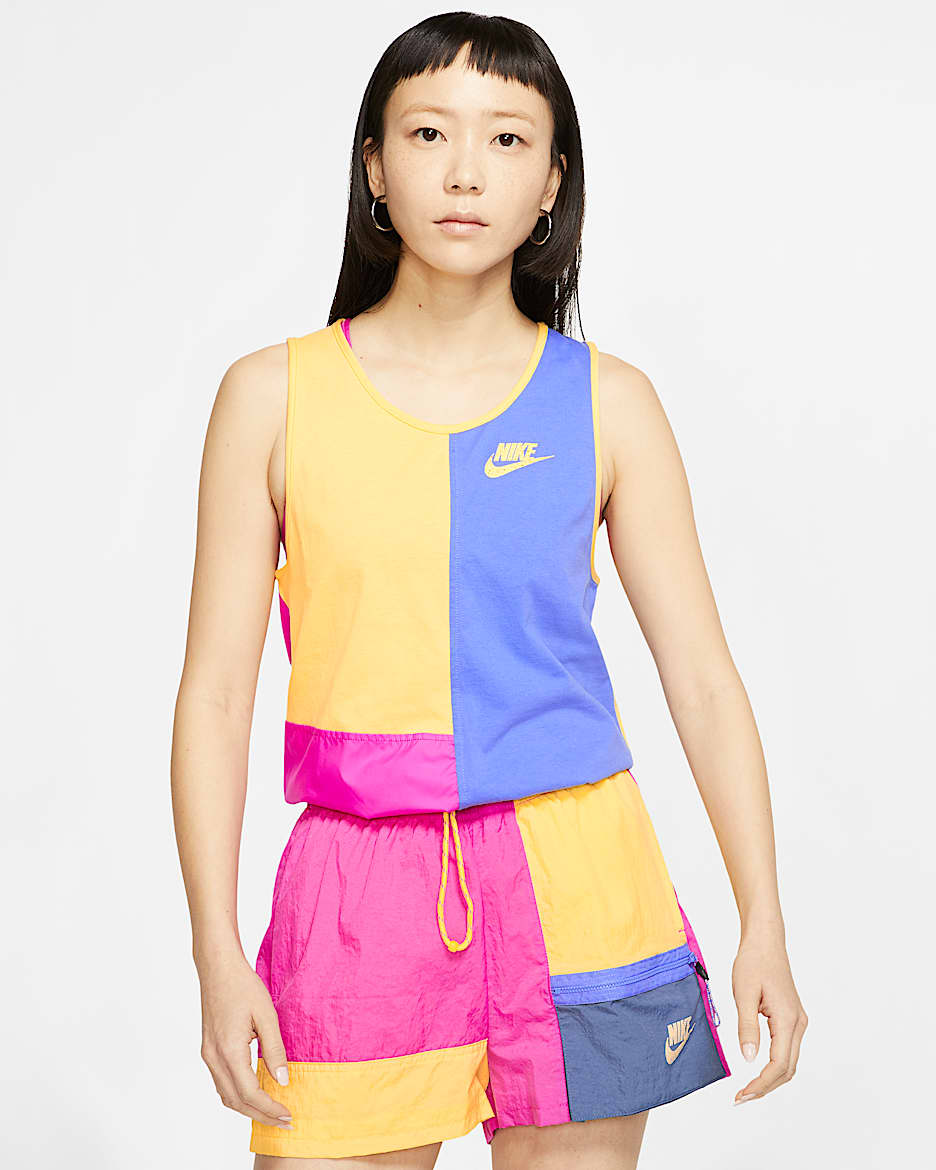 Nike Sportswear Icon Clash Women's Tank - Topaz Gold/Fire Pink/Sapphire