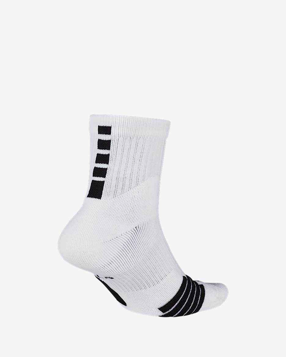ถุงเท้าบาสเก็ตบอลหุ้มข้อ Nike Elite - ขาว/ดำ/ดำ