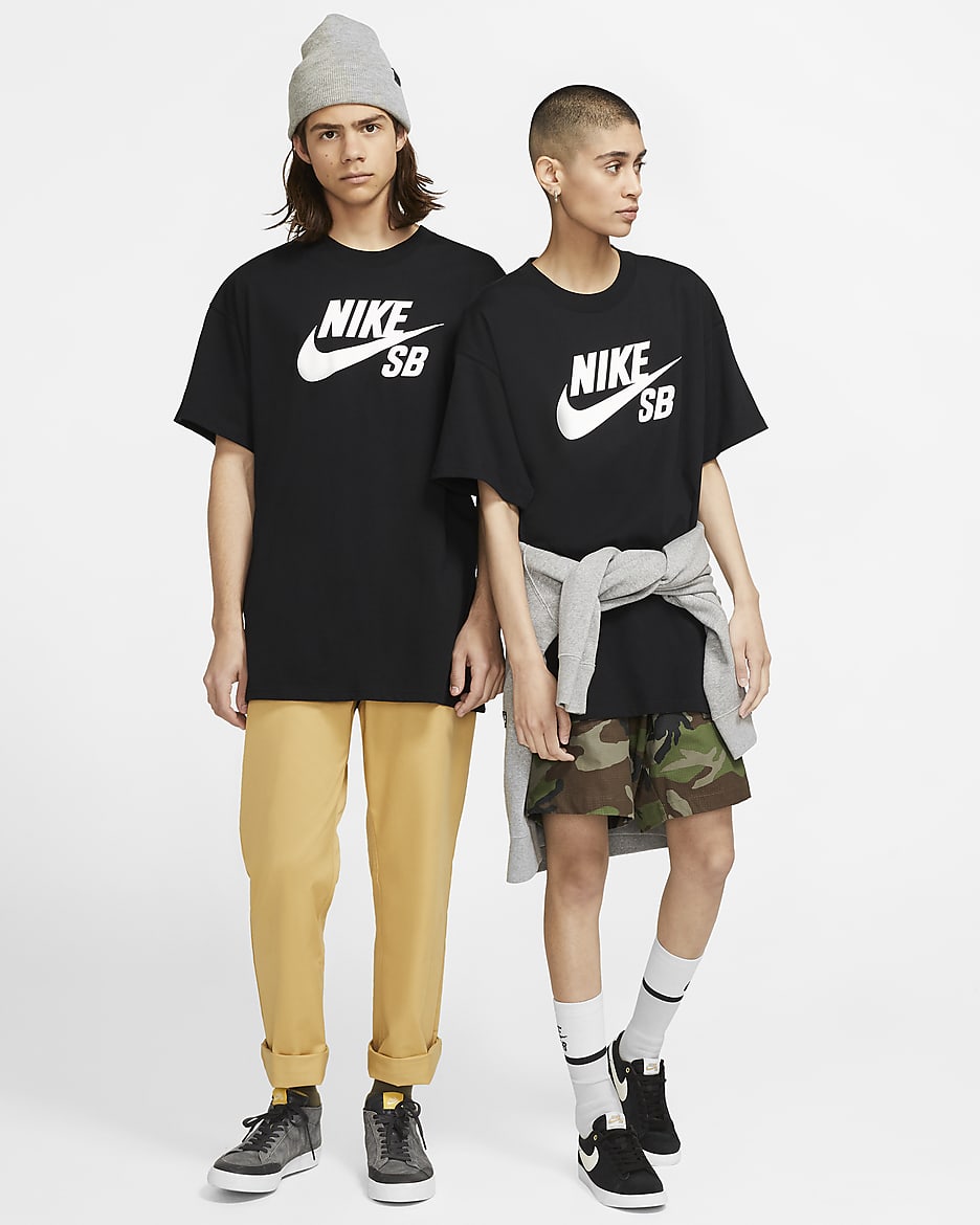 Tee-shirt de skateboard à logo Nike SB - Noir/Blanc
