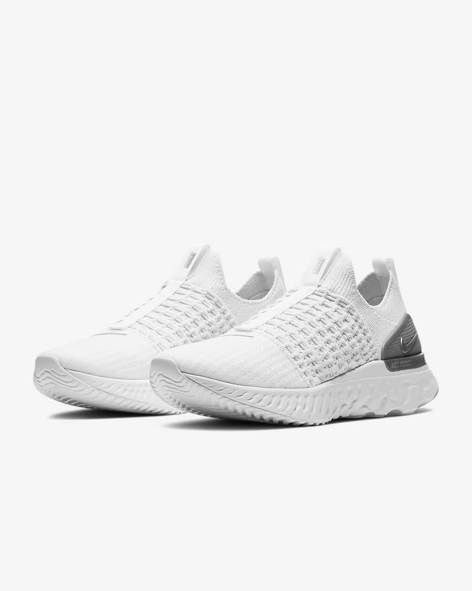 รองเท้าวิ่งโร้ดรันนิ่งผู้หญิง Nike React Phantom Run Flyknit 2 - True White/ขาว/Pure Platinum/Metallic Silver