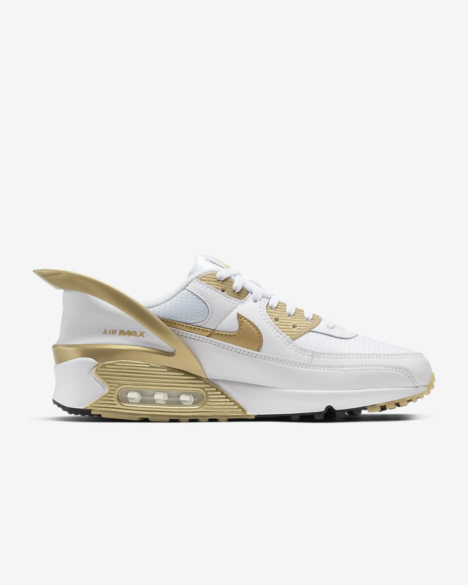 Nike Air Max 90 FlyEase Shoe - White/White/Black/Metallic Gold