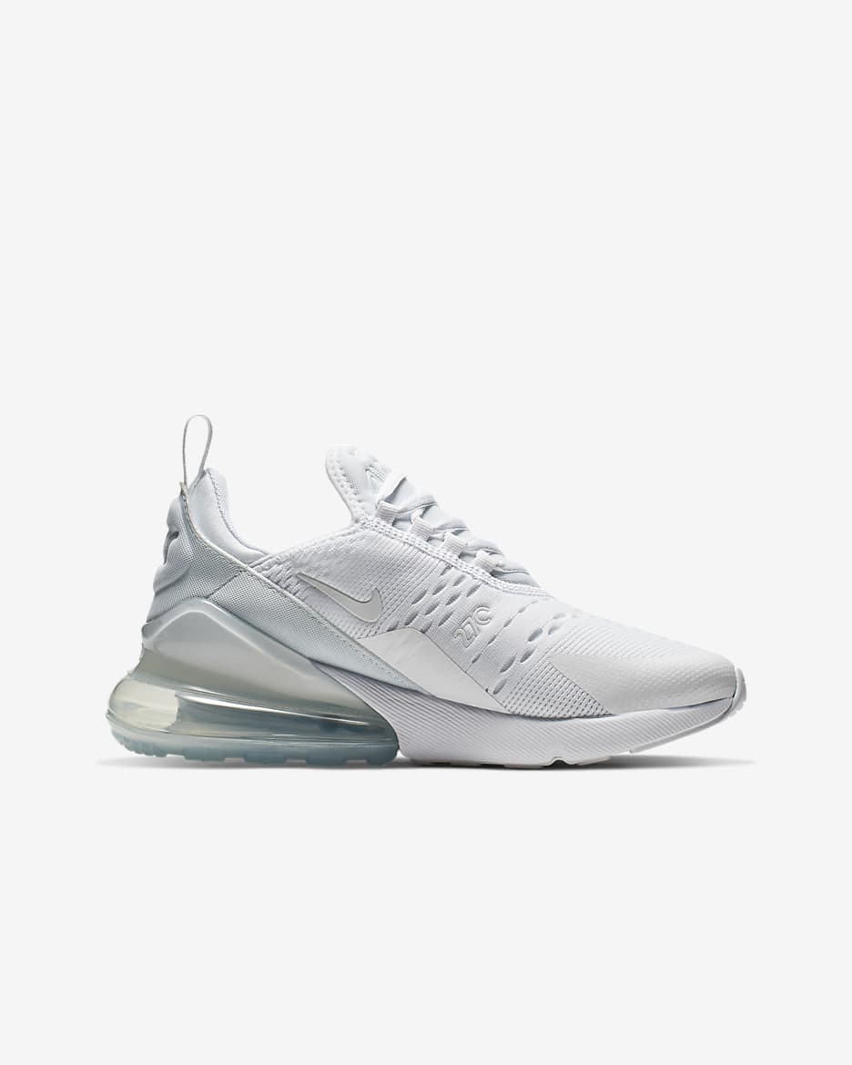 Nike Air Max 270 cipő nagyobb gyerekeknek - Fehér/Metallic Silver/Fehér