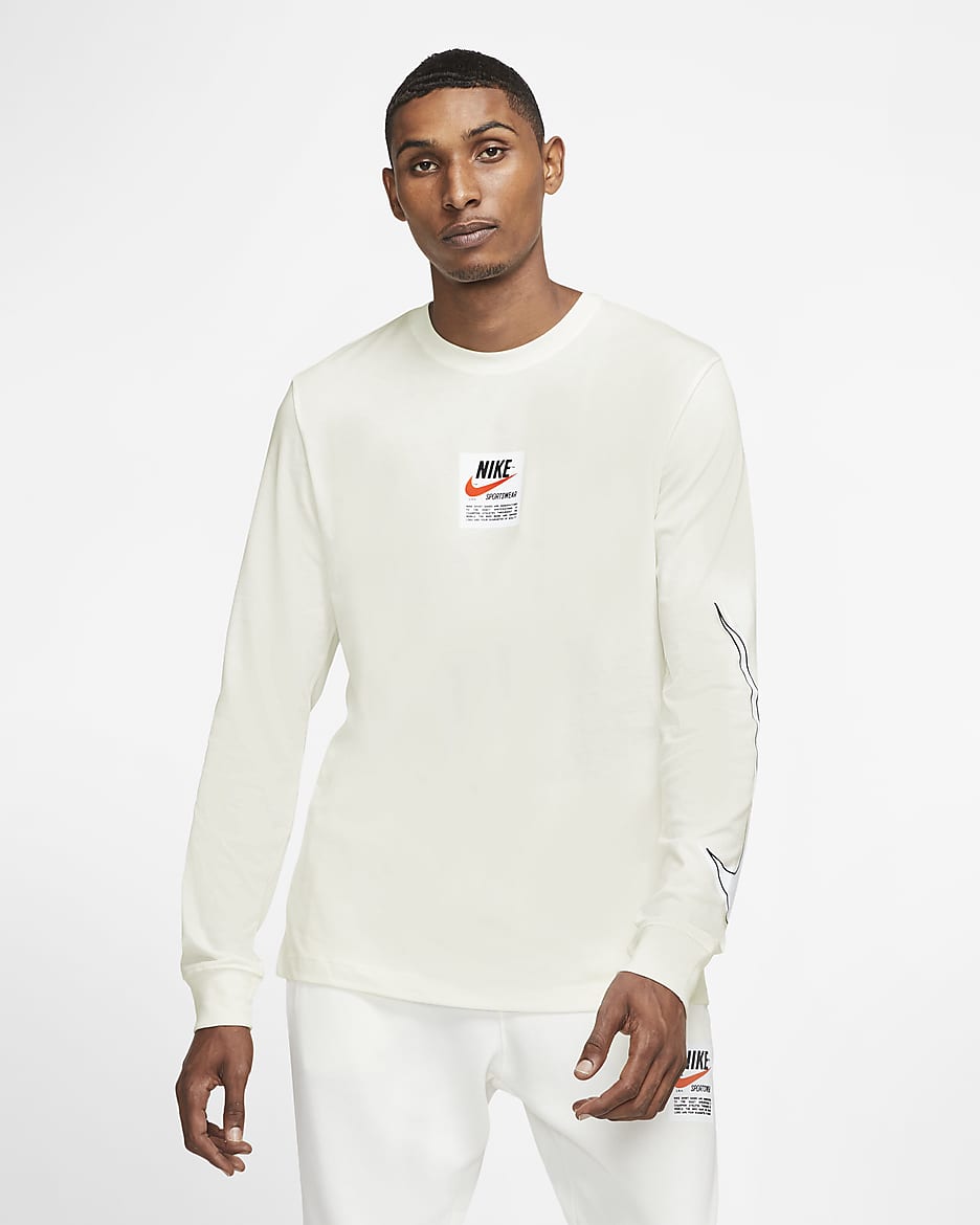 Nike Sportswear Men's Long-Sleeve Printed Top - Sail