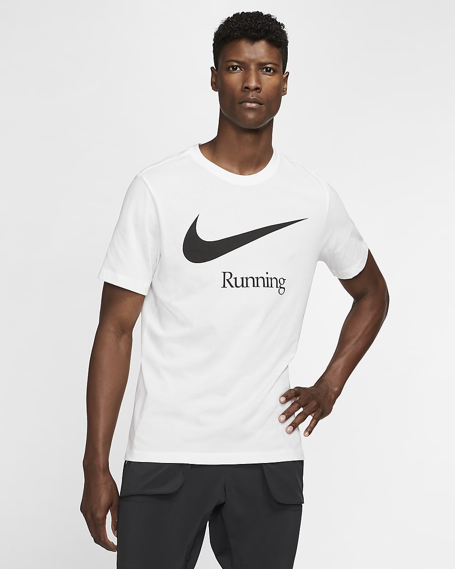 Nike Dri-FIT Men's Running T-Shirt - White/Black