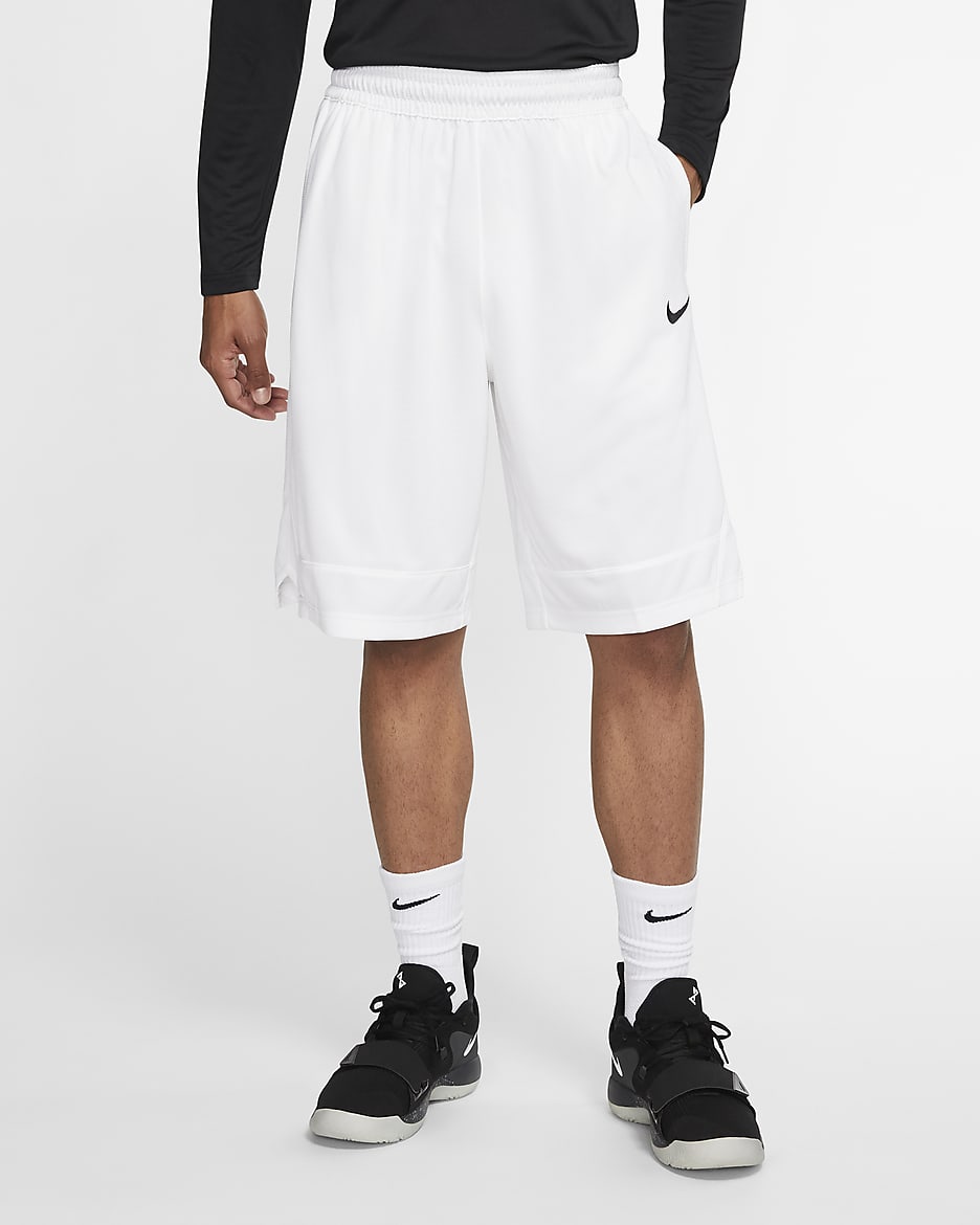 Shorts de básquetbol para hombre Nike Dri-FIT Icon - Blanco/Blanco/Negro