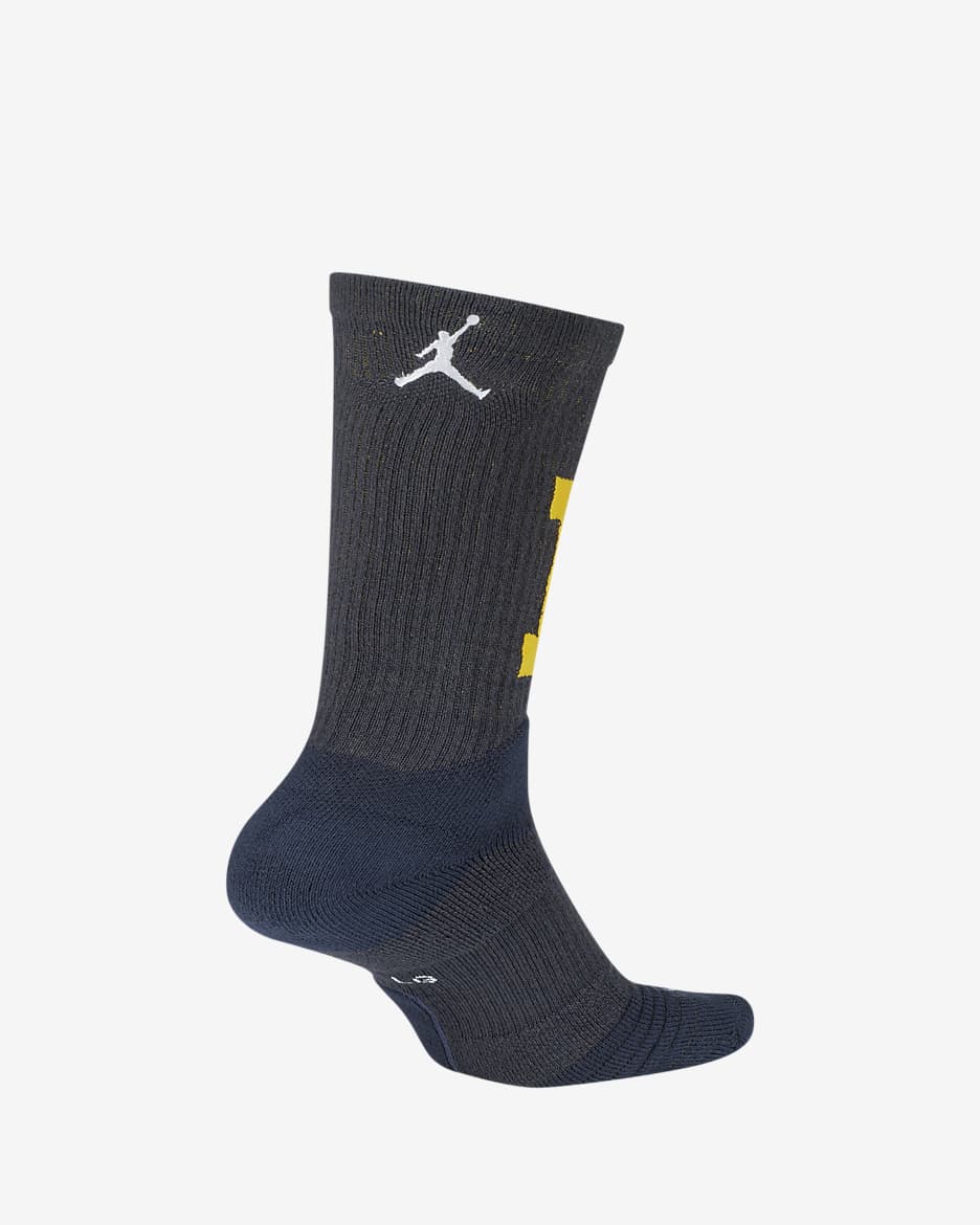 Nike College Elite (Michigan) Basketball Crew Socks - College Navy/Amarillo/White