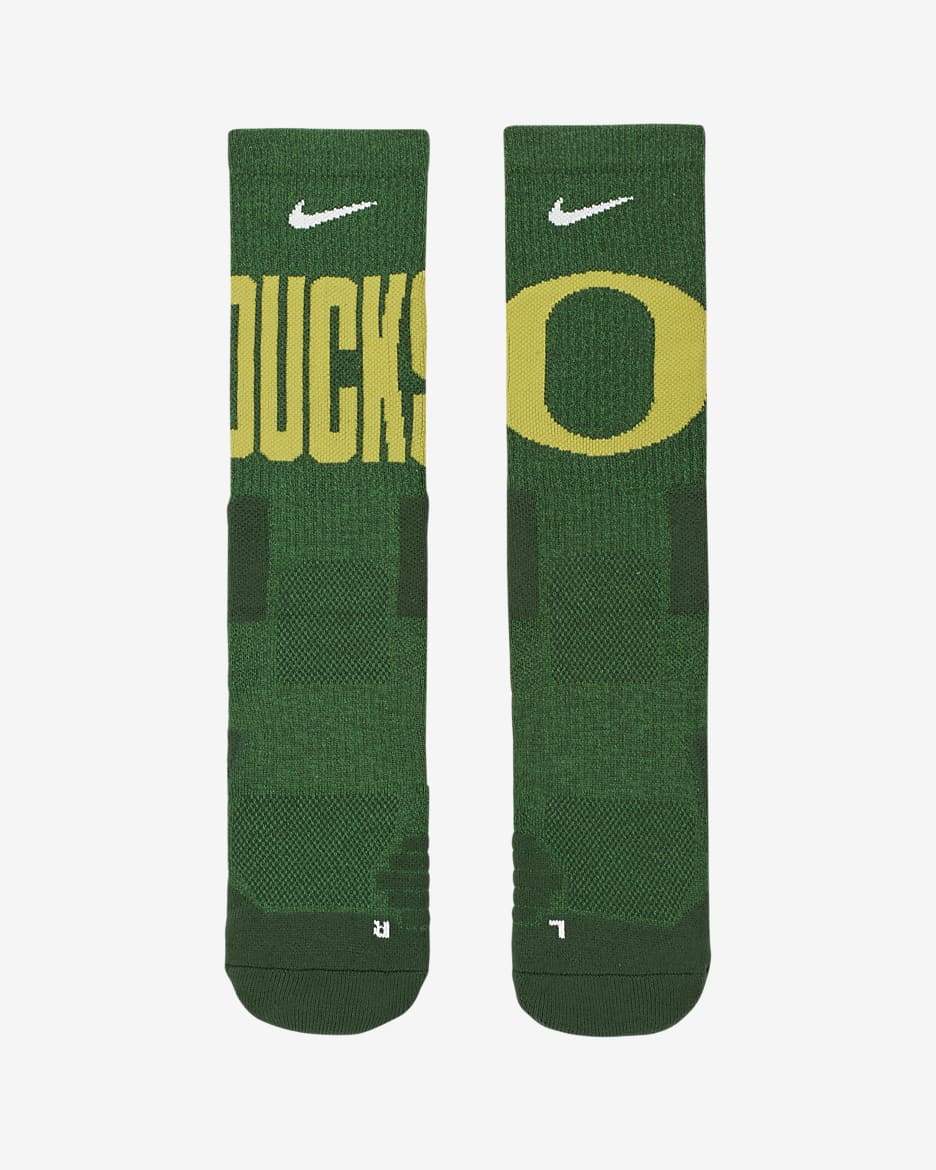 Nike College Elite (Oregon) Basketball Crew Socks - Apple Green/Yellow Strike/White