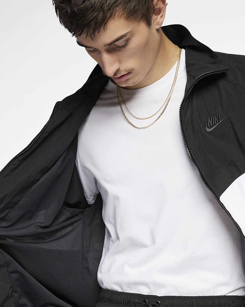 Nike Sportswear 'Swoosh' Woven Windbreaker - Black/White/Black/Black