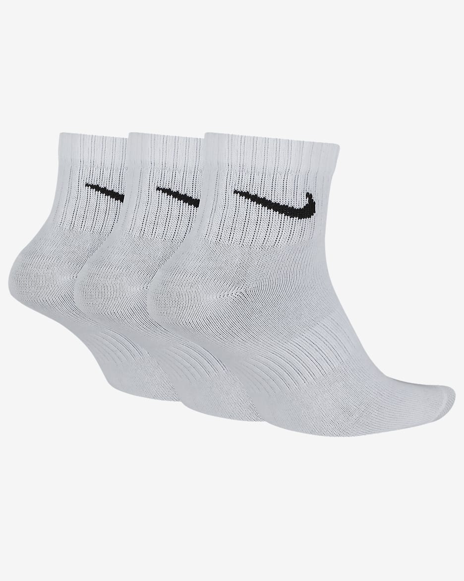 Nike Everyday Lightweight Training Ankle Socks (3 Pairs) - White/Black