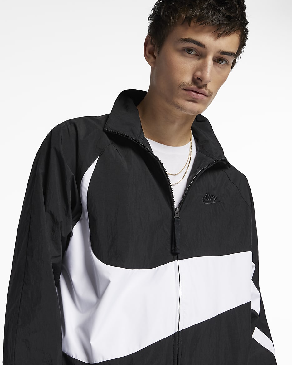 Nike Sportswear 'Swoosh' Woven Windbreaker - Black/White/Black/Black