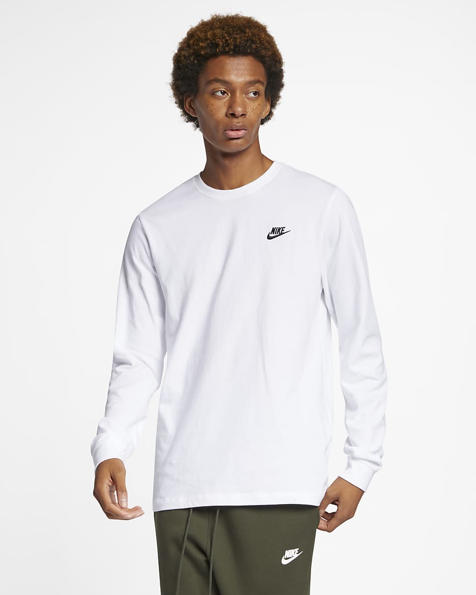 Nike Sportswear Club Men's Long-Sleeve T-Shirt - White/Black