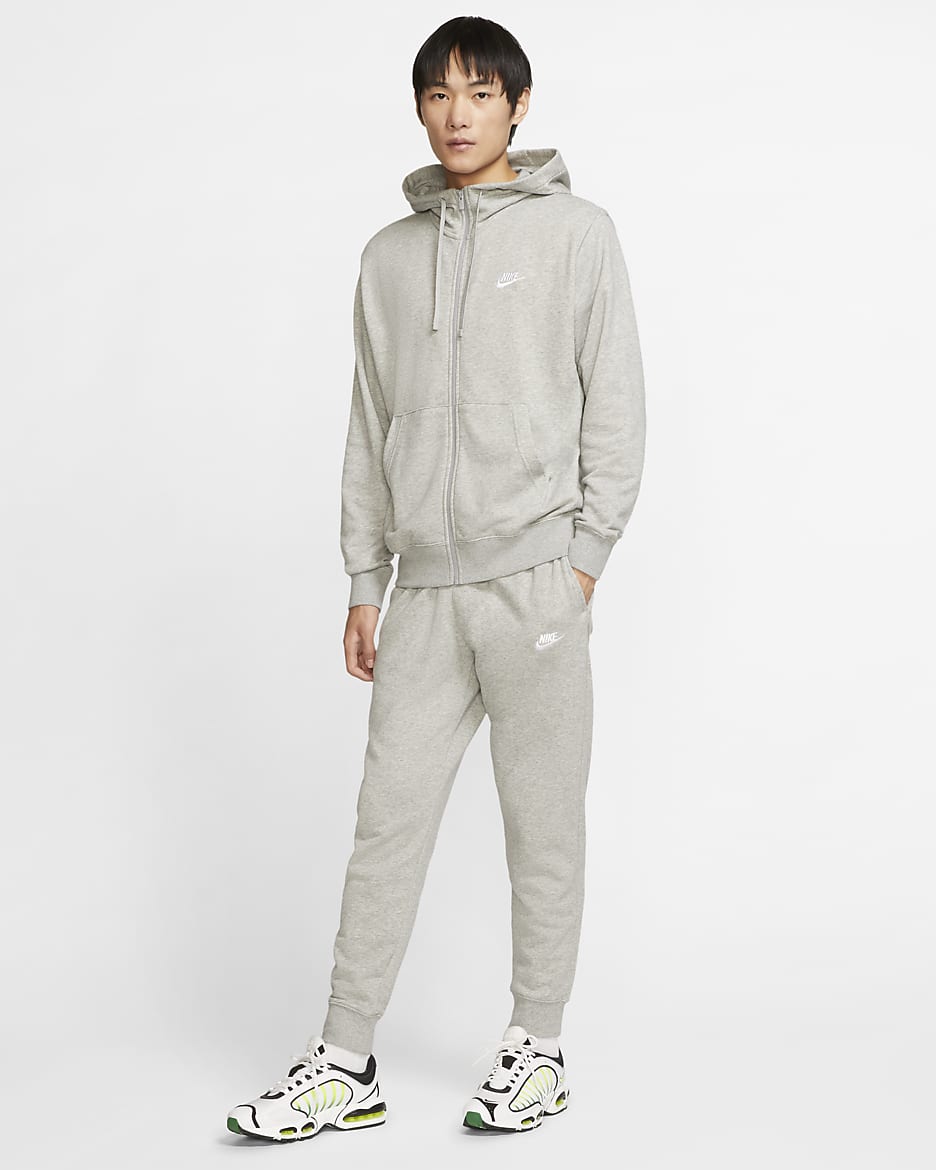 Hoodie com fecho completo Nike Sportswear Club para homem - Cinzento Heather escuro/Prateado Matte/Branco