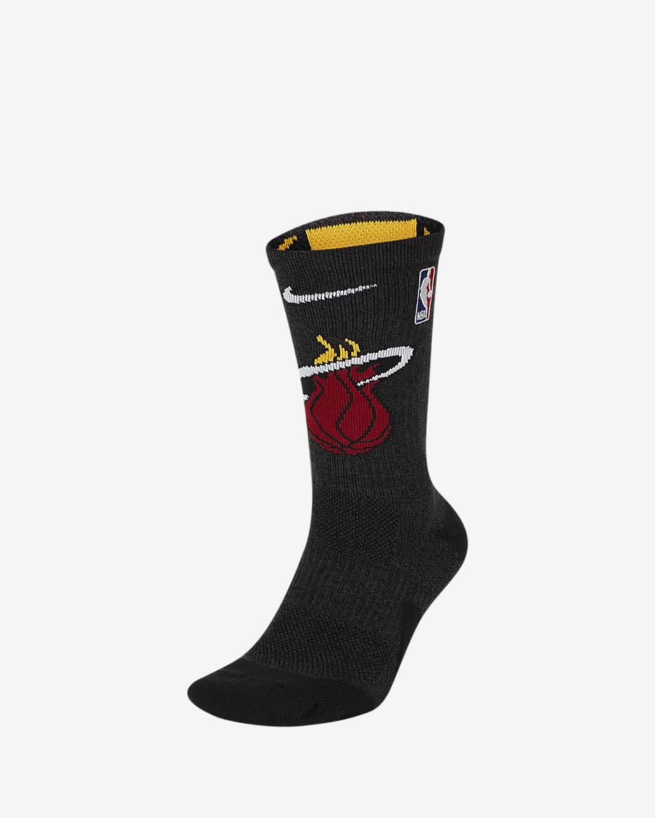 Miami Heat Elite Nike NBA Crew Socks - Black/Tough Red/White