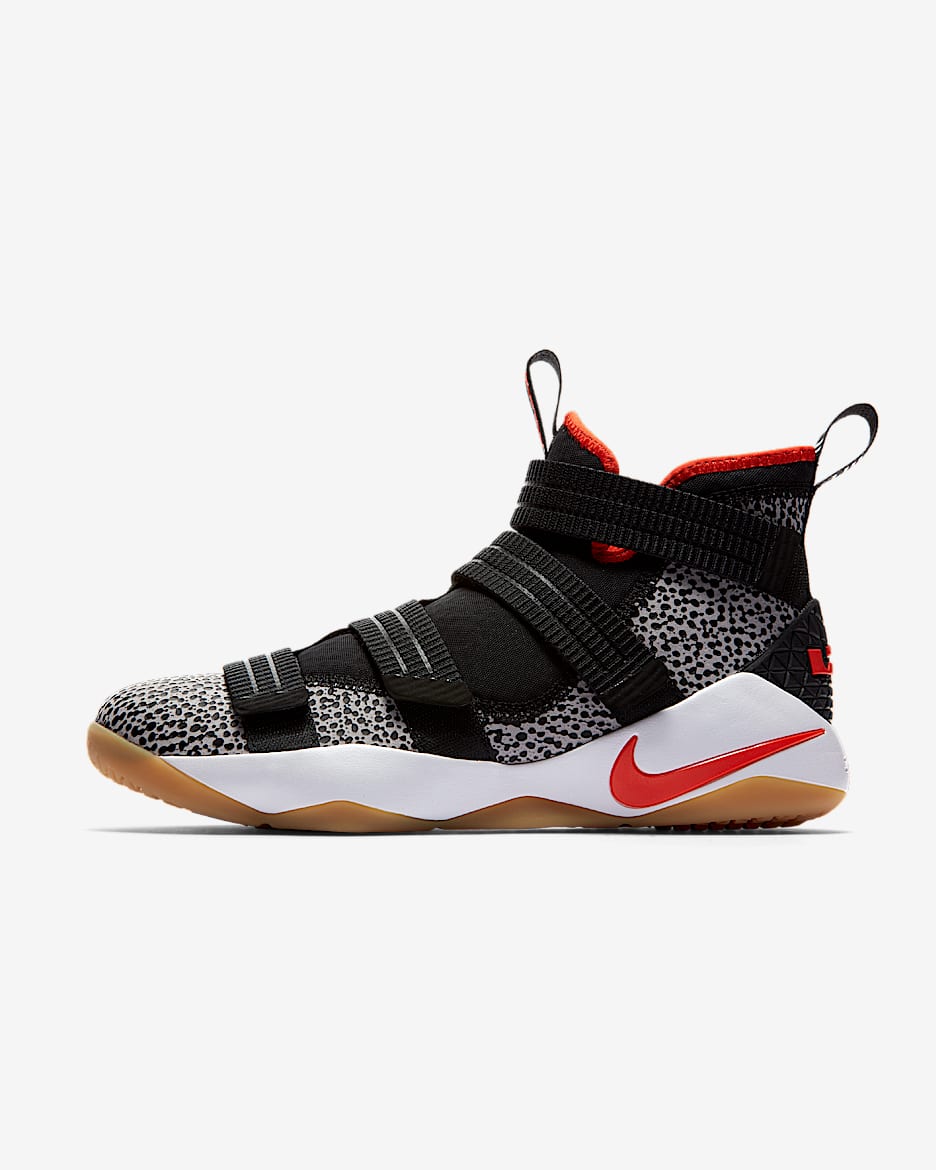 LeBron Soldier XI SFG Basketball Shoe - Black/White/Atmosphere Grey/Team Orange