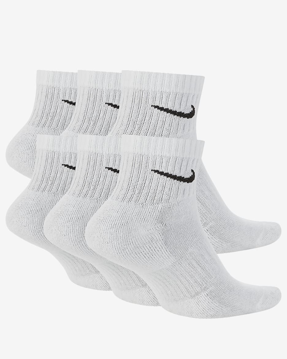 Nike Everyday Cushioned Training Ankle Socks (6 Pairs) - White/Black