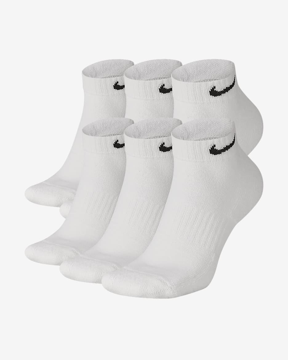 Nike Everyday Cushioned Training Low Socks (6 Pairs) - White/Black