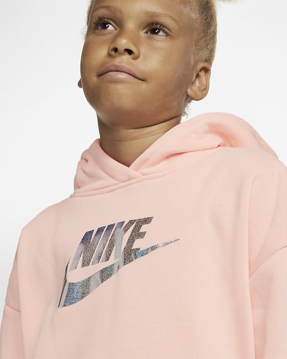 Nike Sportswear Older Kids' (Girls') Cropped Hoodie - Bleached Coral