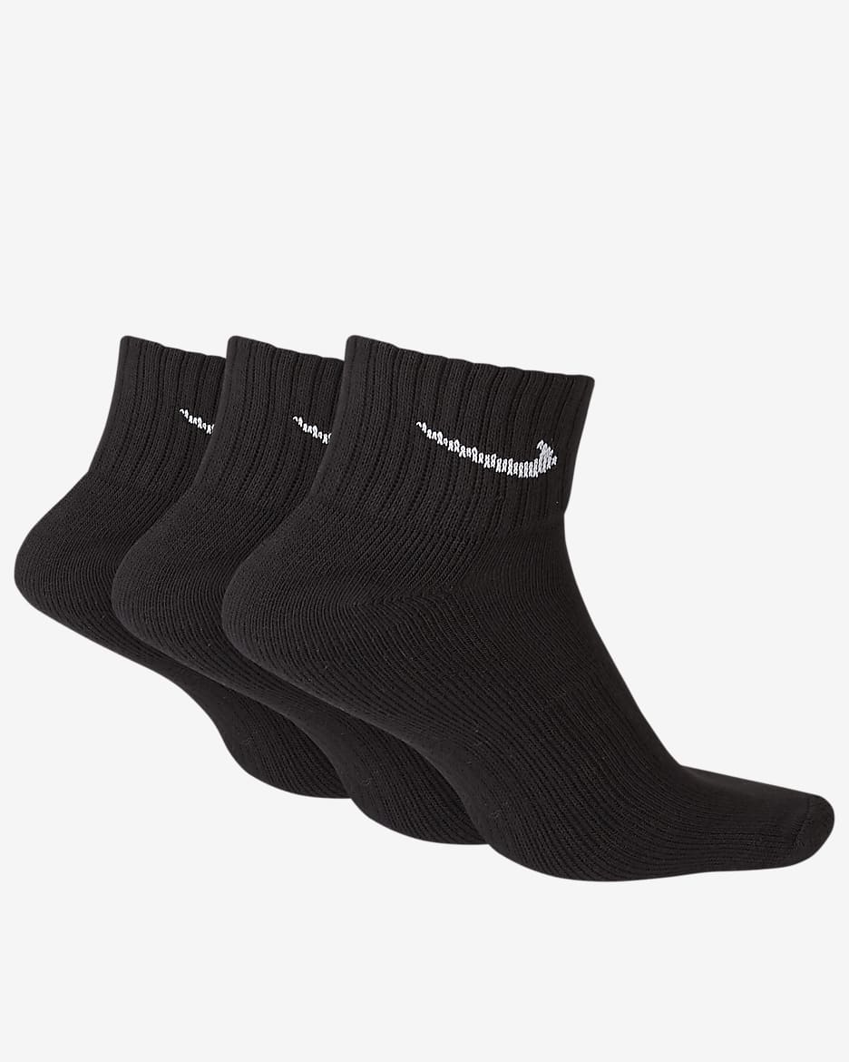 Nike Cushioned Ankle Socks (3 Pairs) - Black/White