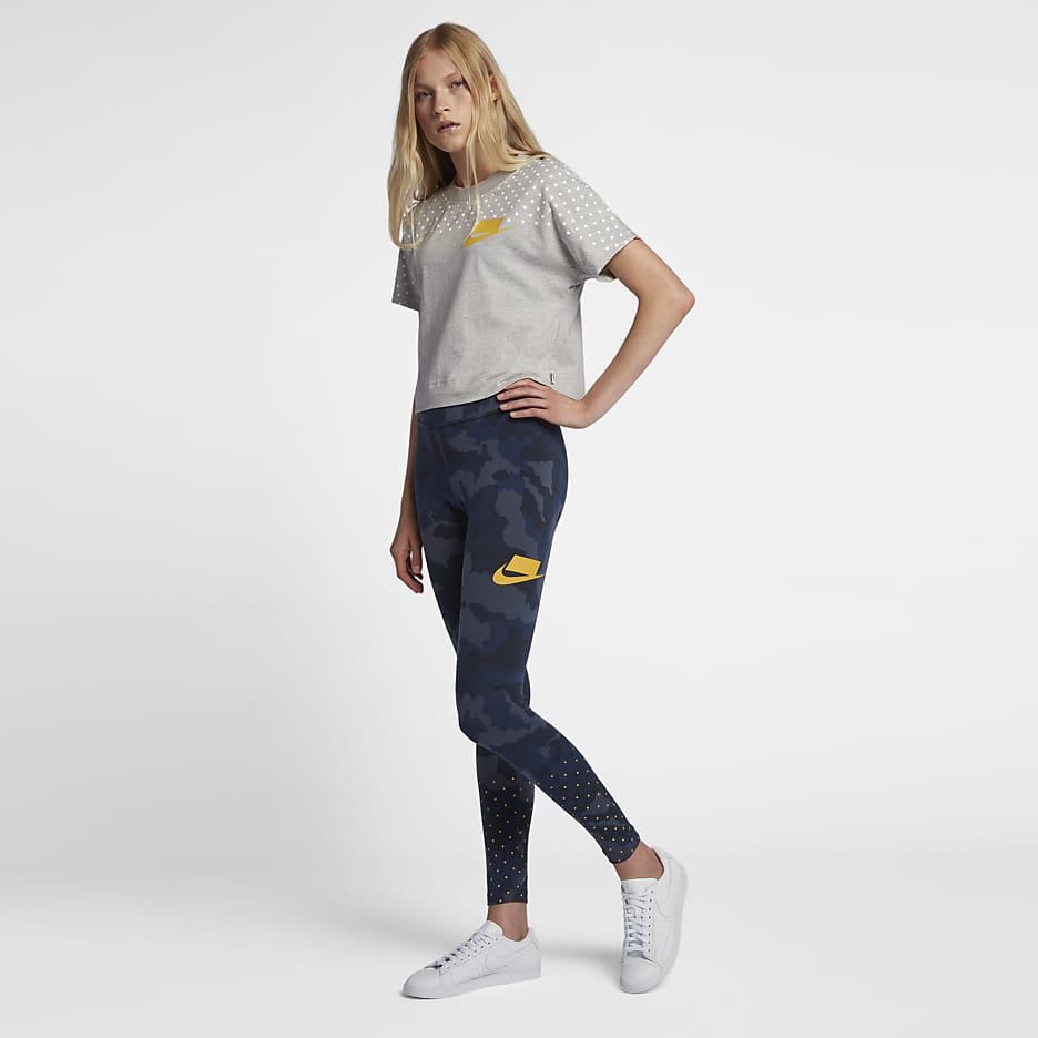 Nike Sportswear Women's Crop Top - Grey Heather/Yellow Ochre/White/Yellow Ochre