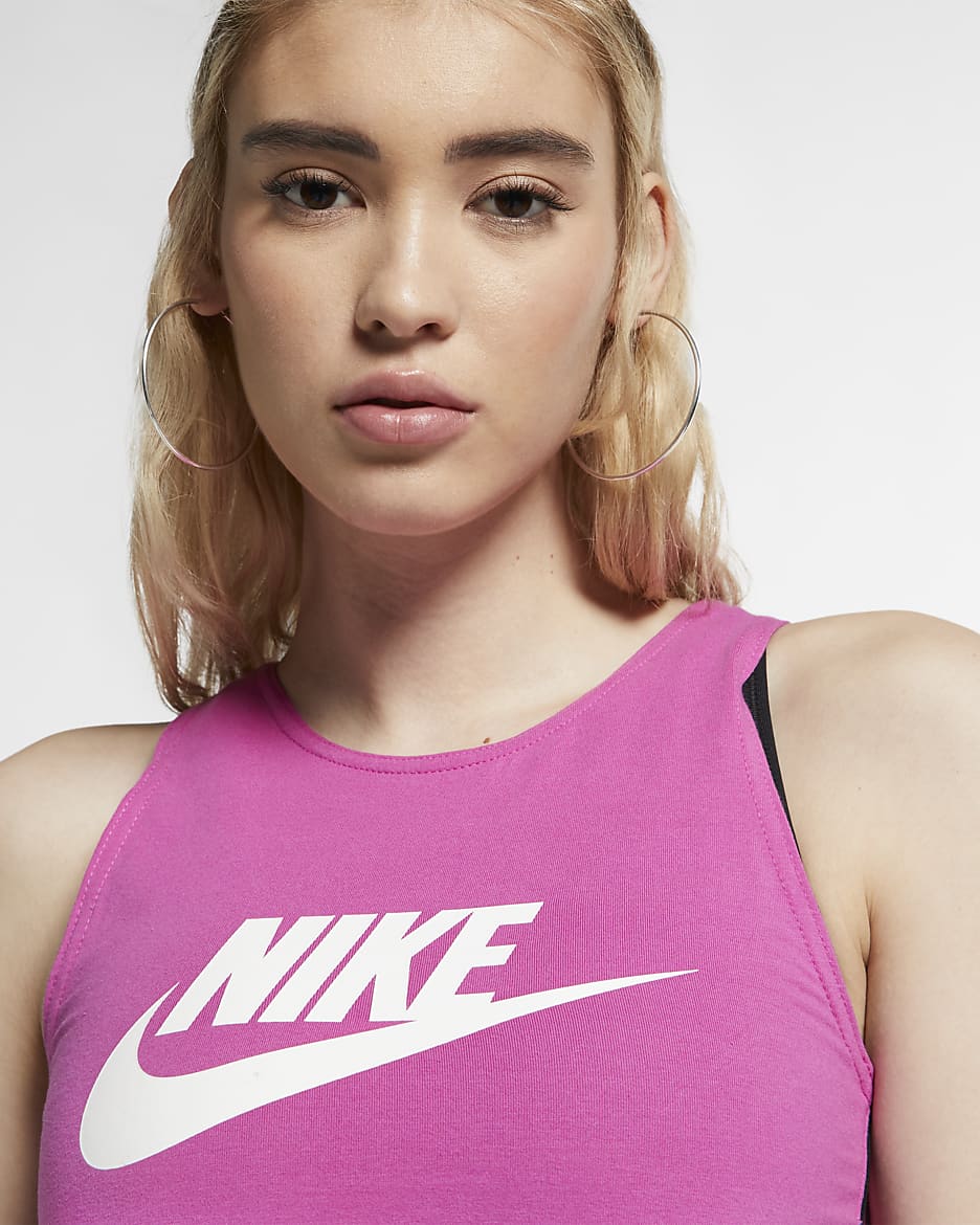 Nike Sportswear Heritage Damen-Tanktop - Active Fuchsia/Schwarz/Weiß