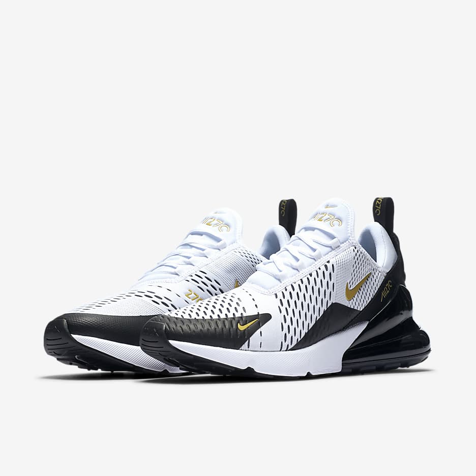 Nike Air Max 270 Men's Shoes - White/Black/Metallic Gold