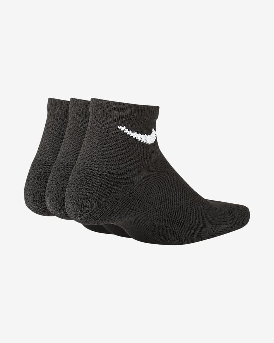 Nike Little Kids' Cushioned Ankle Socks (3 Pairs) - Black