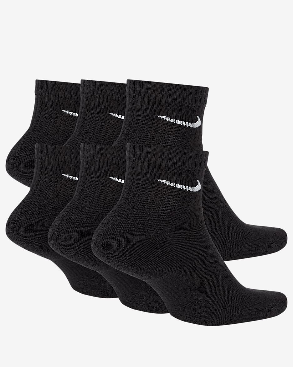 Nike Everyday Cushioned Training Ankle Socks (6 Pairs) - Black/White