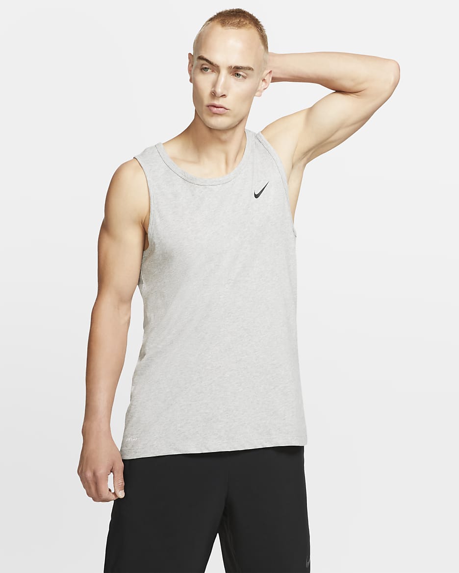 Nike Dri-FIT Men's Training Tank - Dark Grey Heather/White