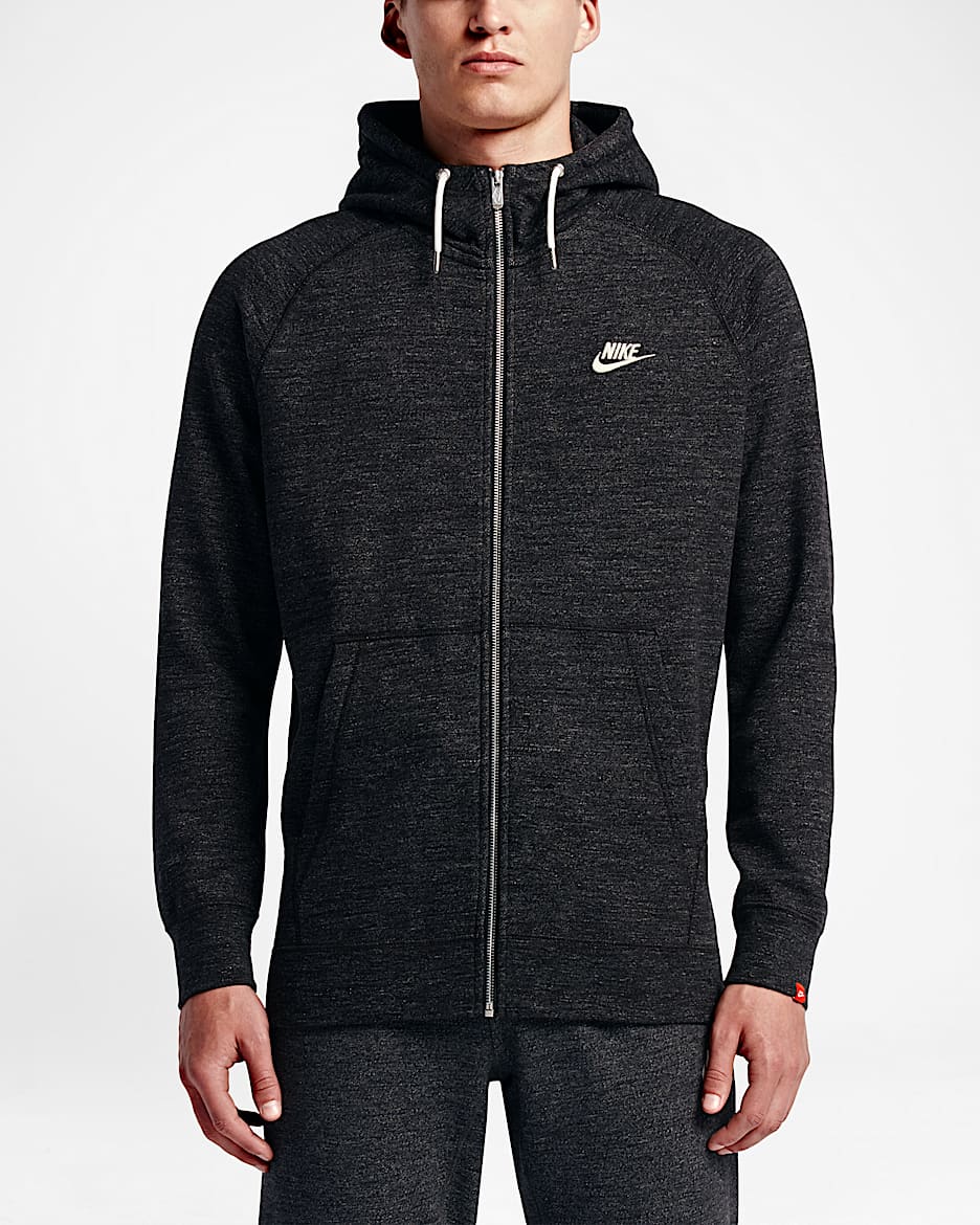 Nike Sportswear Legacy Herren-Hoodie mit durchgehendem Reißverschluss - Black Heather/Sail