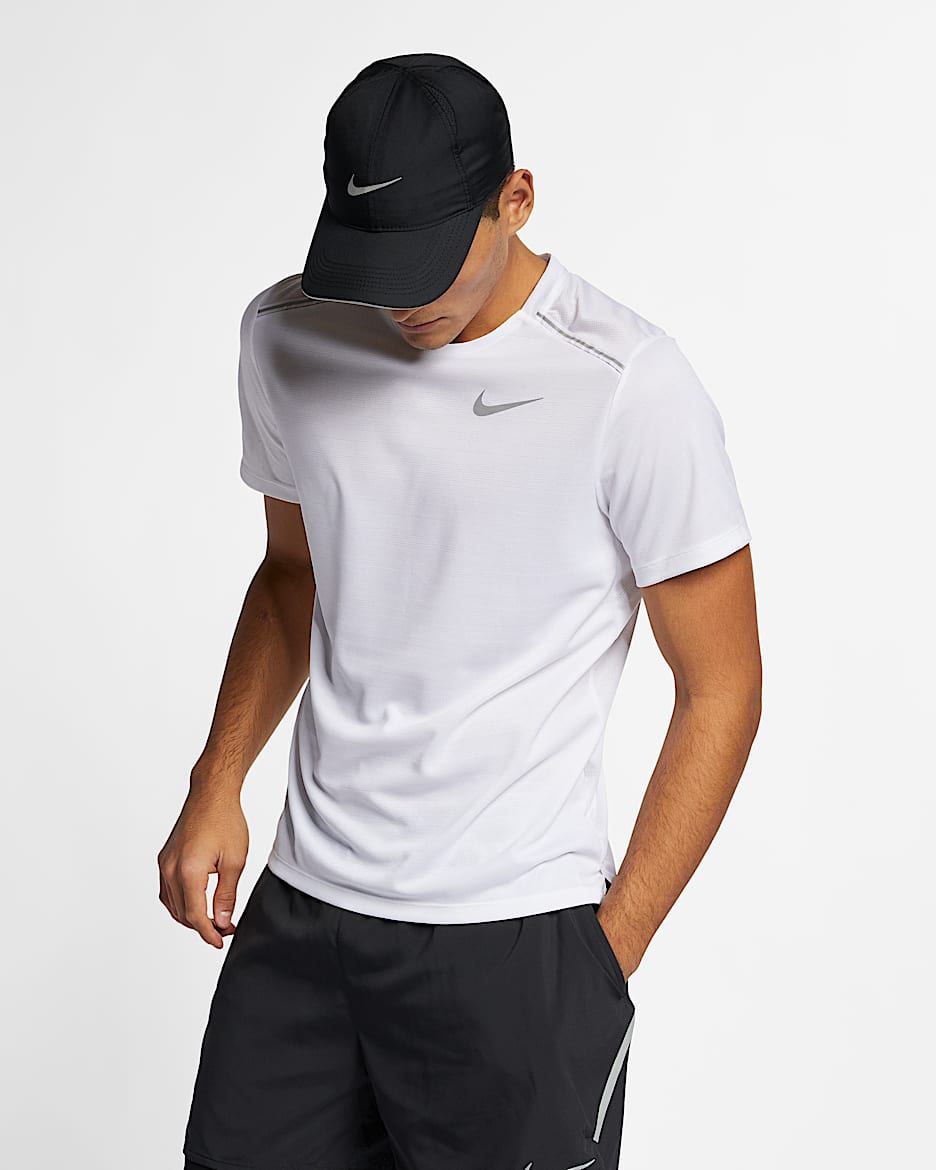 ナイキ Dri-FIT マイラー メンズ ショートスリーブ ランニングトップ - ホワイト/ホワイト