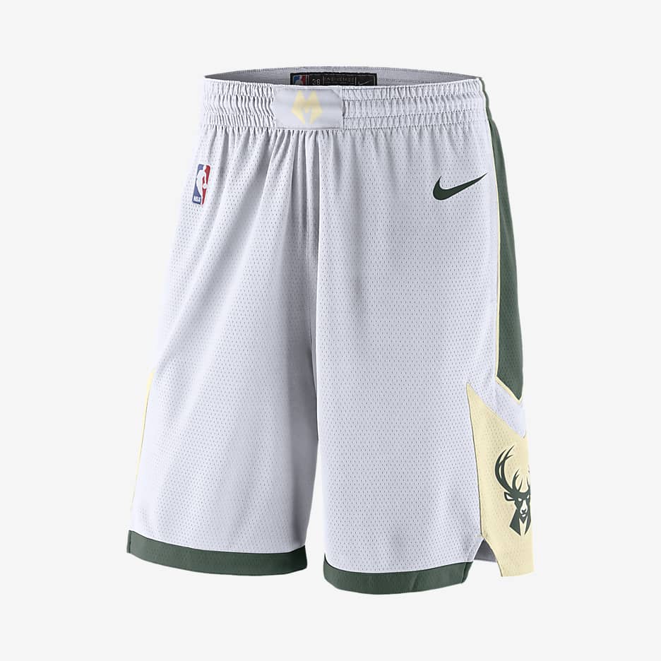 Milwaukee Bucks Nike NBA Swingman Shorts für Herren - Weiß/Fir/Flat Opal/Fir