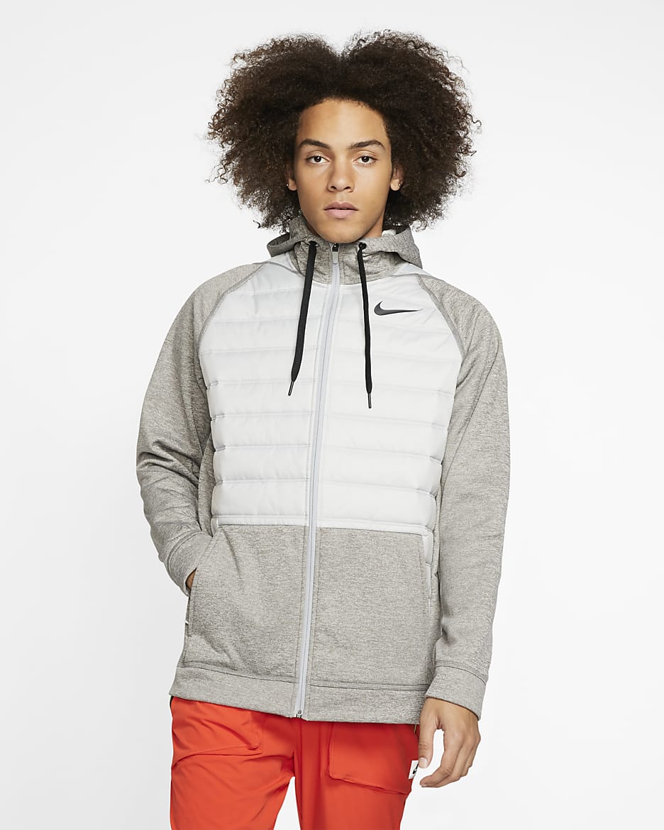 Nike Therma Men's Full-Zip Training Jacket - Dark Grey Heather/Light Smoke Grey/Black