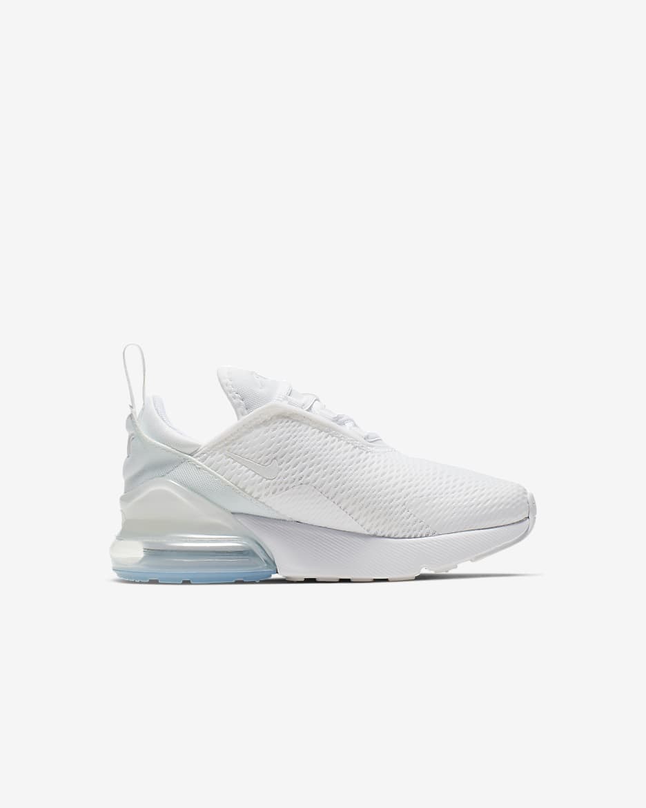 Tenis para niños de preescolar Nike Air Max 270 - Blanco/Plata metalizado/Blanco