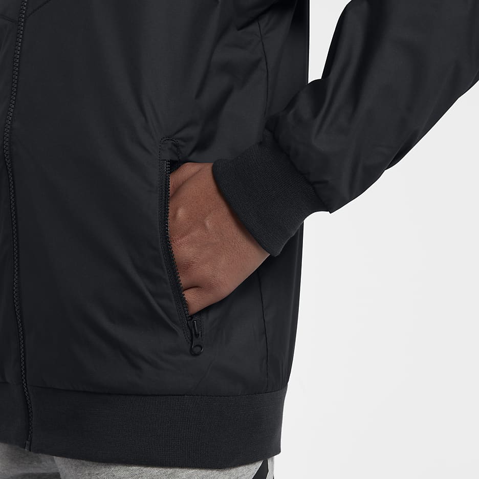 Nike Sportswear Windrunner Older Kids' (Boys') Loose Hip-Length Hooded Jacket - Black/Black/Black/White