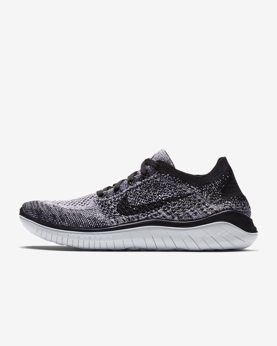 Nike Free Run Flyknit 2018 Women's Running Shoes - White/Black