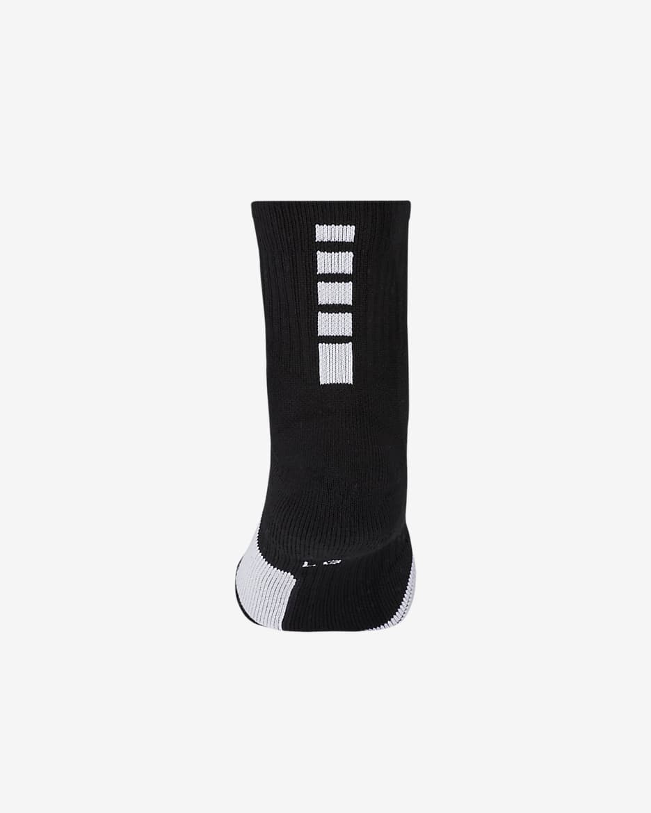 Nike Elite Mid Basketball Socks - Black/White/White