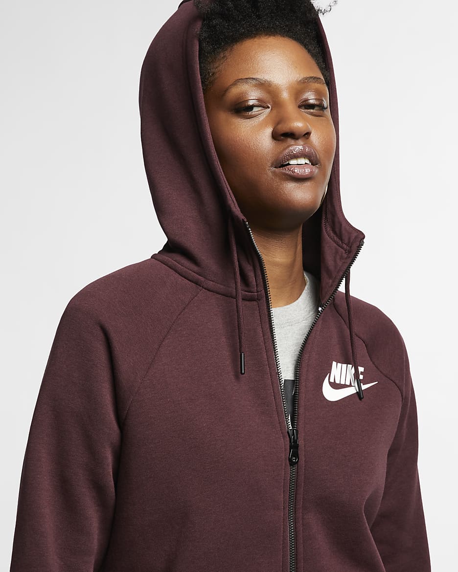 Nike Sportswear Rally Women's Full-Zip Hoodie - Burgundy Crush/Burgundy Crush/White