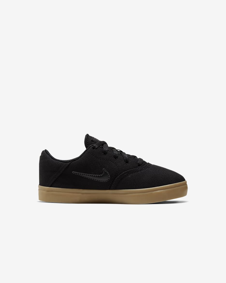 Nike SB Check Canvas Younger Kids' Skate Shoes - Black/Gum Light Brown/Black